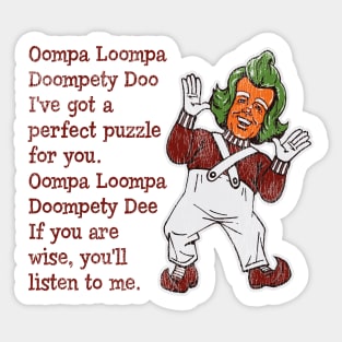 Oompa Loopa Lyrics Worn Out Lts Sticker
